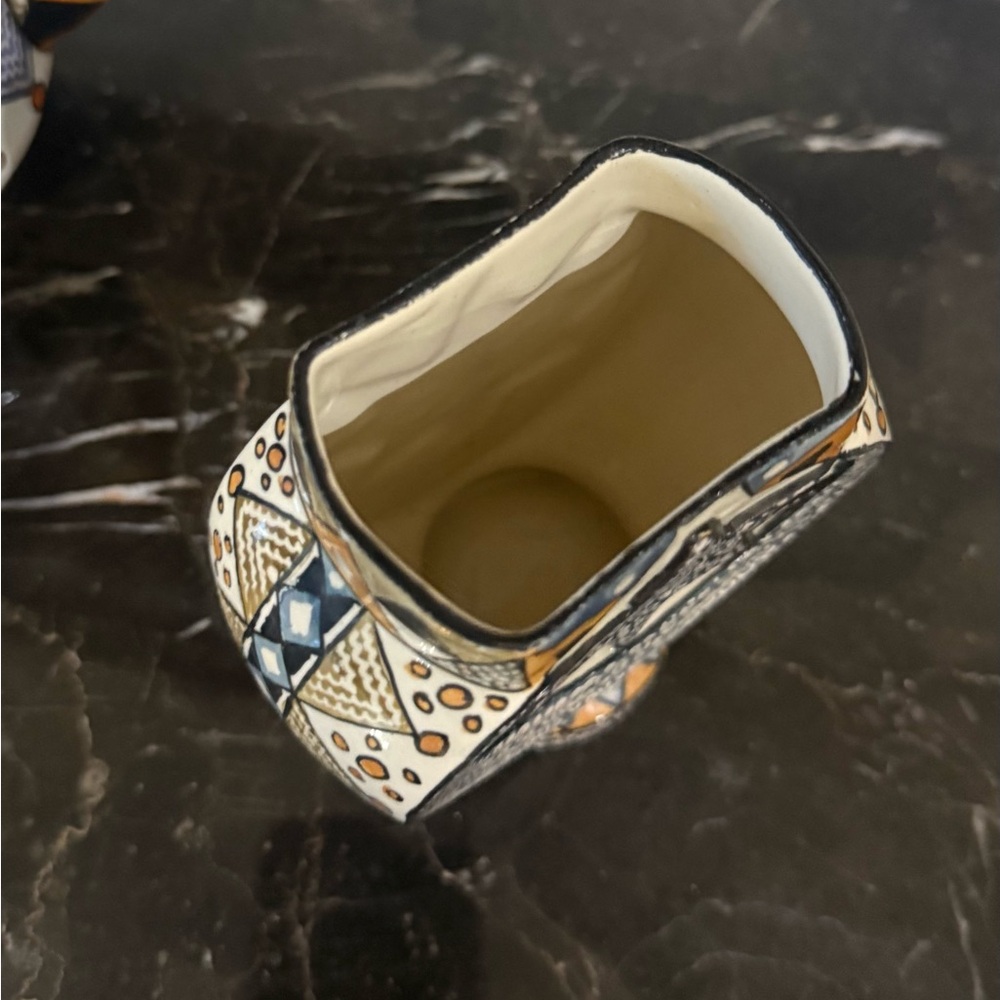 SIGNED, HAND PAINTED ORNATE TEA POT, VASE & CANDLE HOLDER BY ARTIST SALEH RZA - Picture 8 of 10